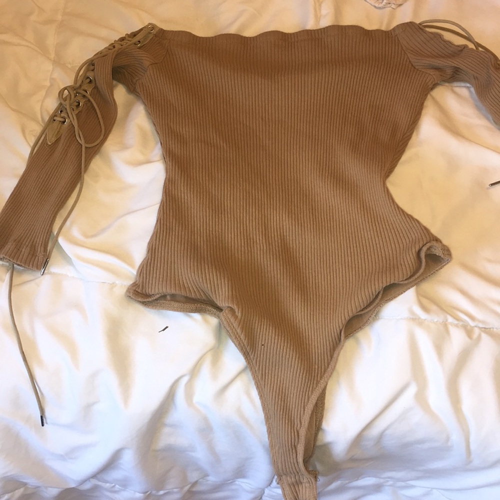 Tan off the shoulder onsie
